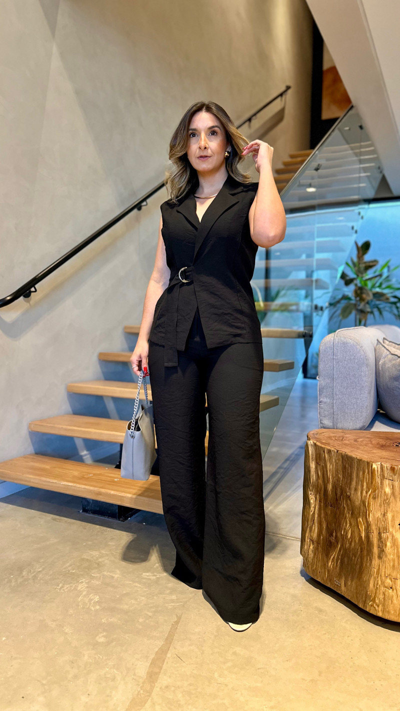 Conjunto Blusa Transpassada E Calça Fernanda