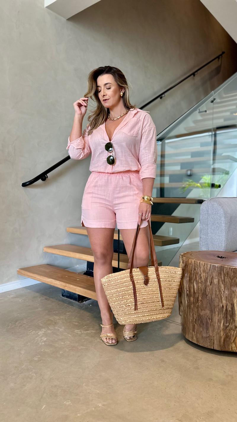 Conjunto Camisa E Short Linho Olivia