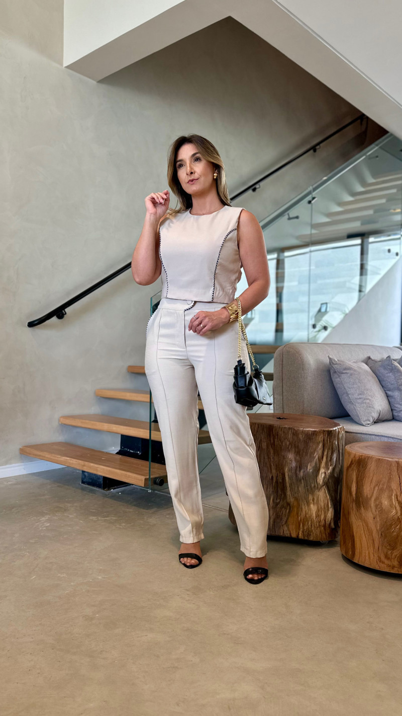Conjunto Cropped E Calça Alfaiataria Vivi