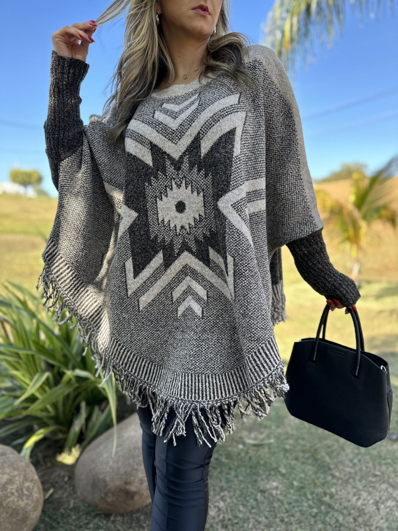 Poncho Chile-Nude-Tamanho Único