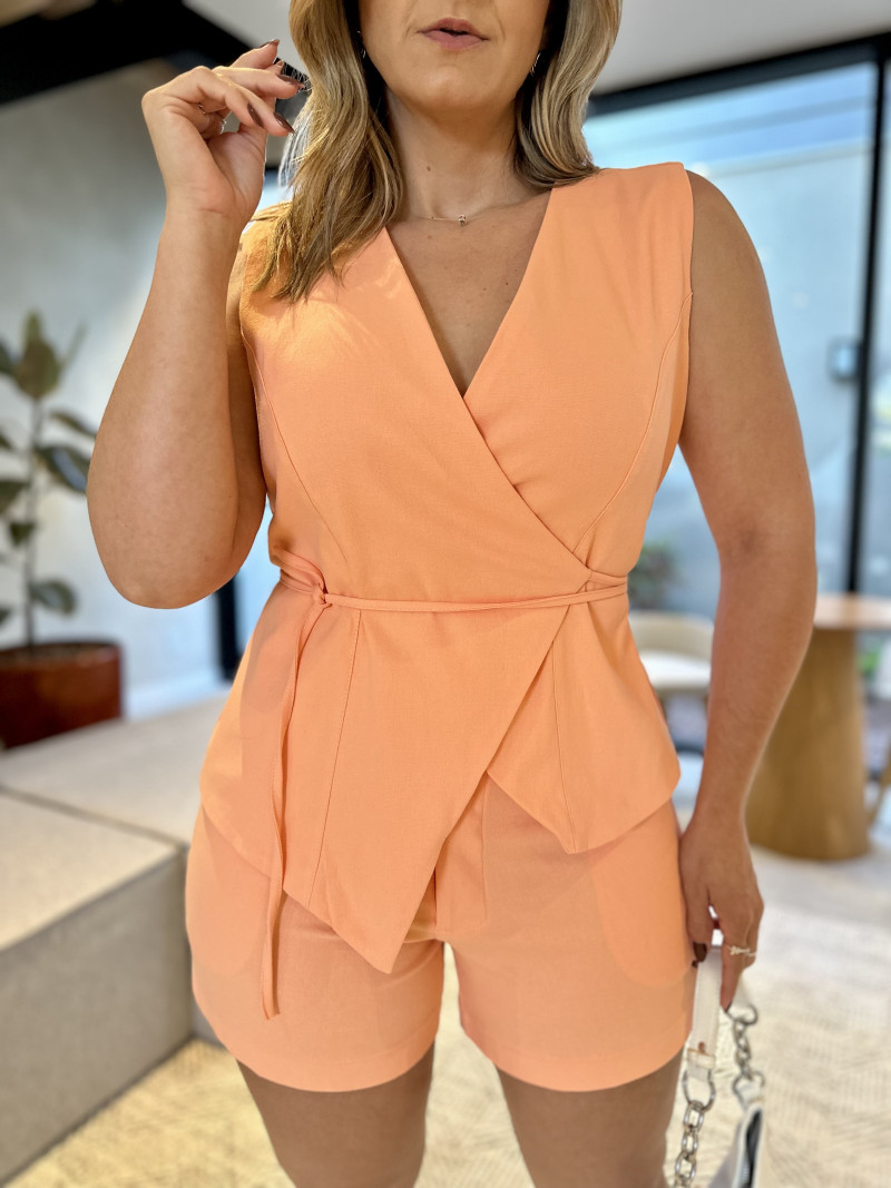 Conjunto Blusa E Short Linho Sara