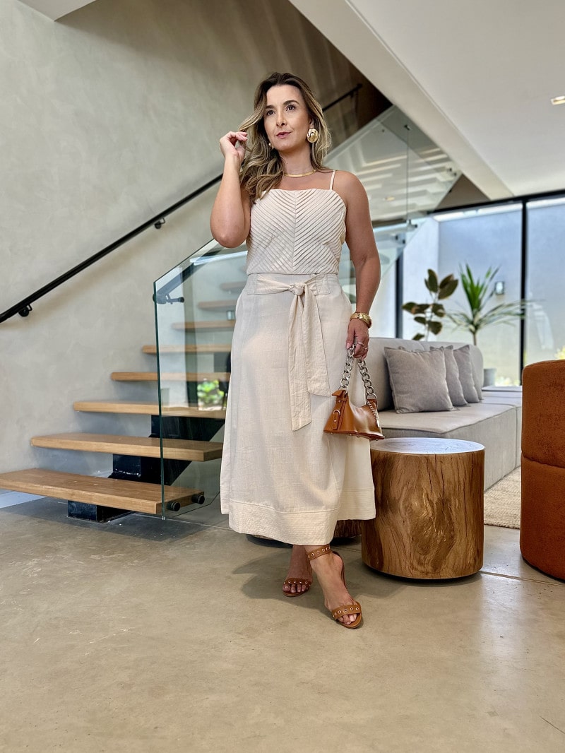 Conjunto Cropped E Saia Midi Jade