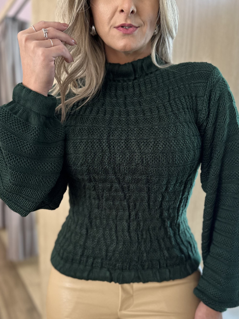 Blusa Tricot Penelope-Verde Militar-Tamanho Único