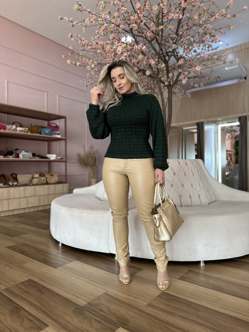 Calça Couro Daia-Nude-P