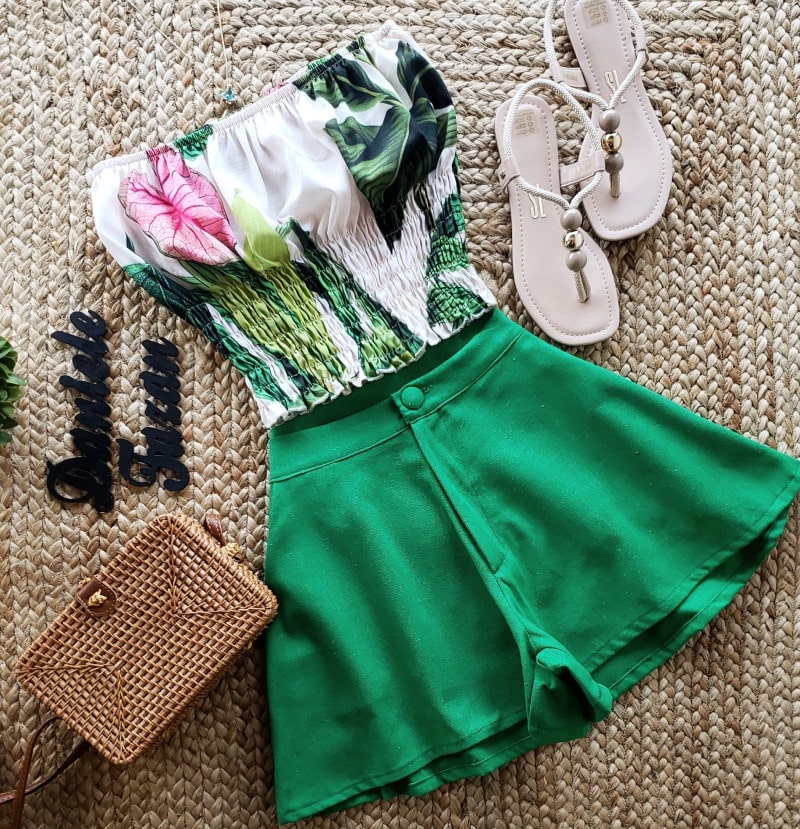Short Gode Linho-Verde-G
