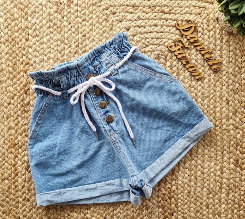 Short jeans cadarço sale