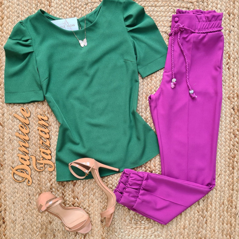 Calça Jogger Alfaiataria -Fúcsia-P