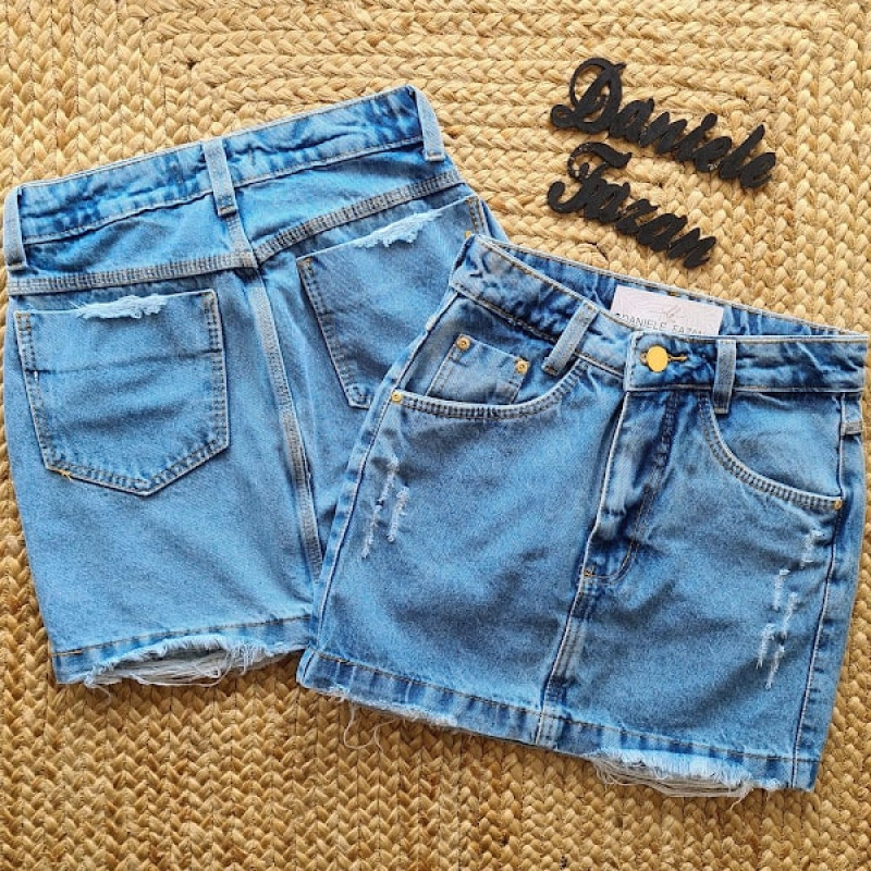 Saia jeans com croche discount