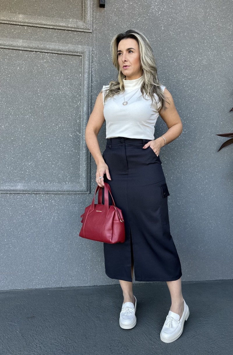 Saia lapis top midi preta