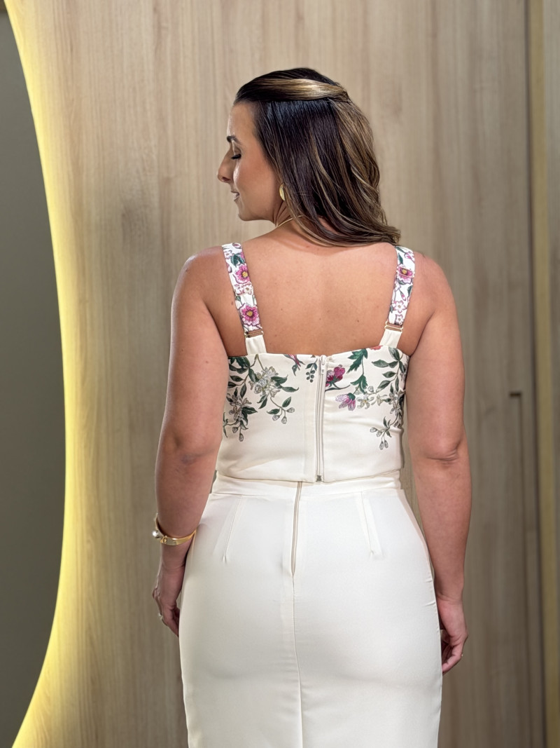 Conjunto Cropped E Saia Midi Eliane