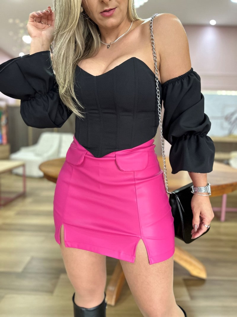 Shortsaia Couro Iza Pink P Daniele Fazan