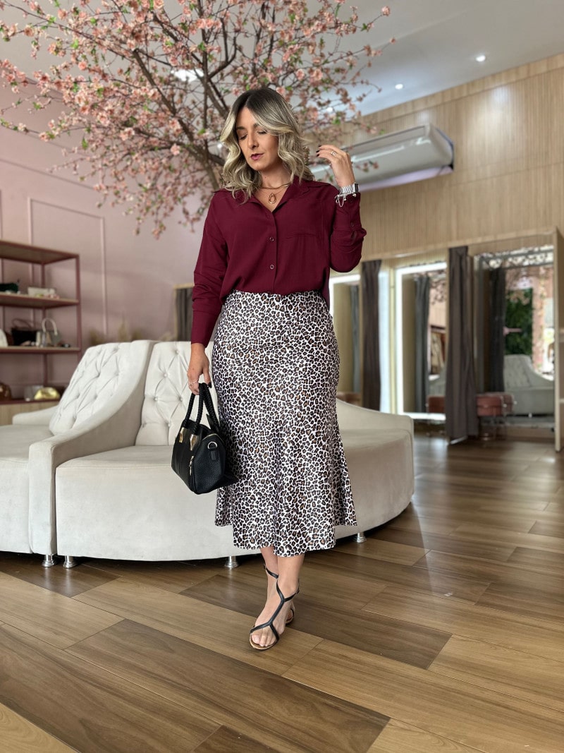 Saia Midi Animal Print Giulia
