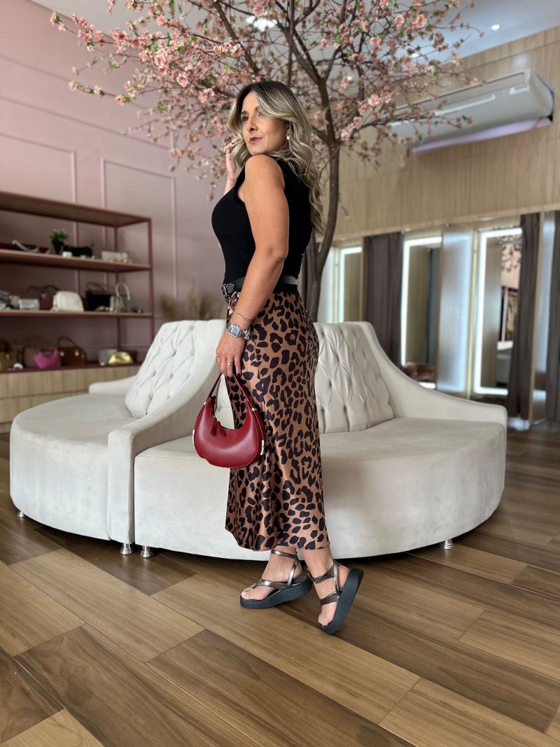 Saia Midi Animal Print Giulia