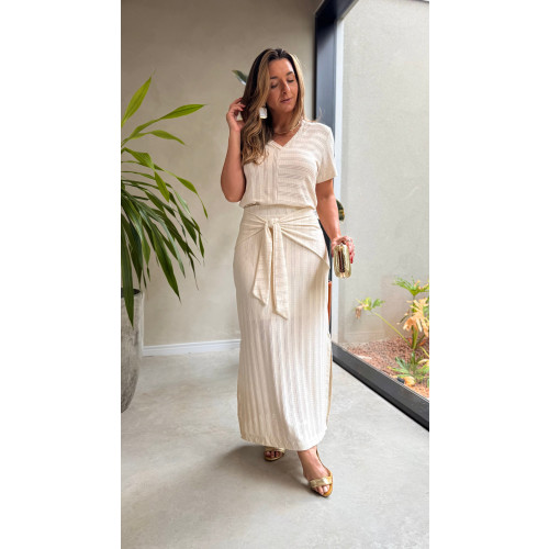 Conjunto Blusa E Saia Midi Lana