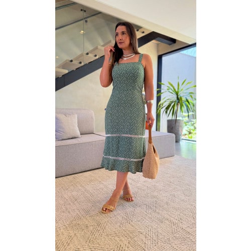 Vestido Midi Poá Alice