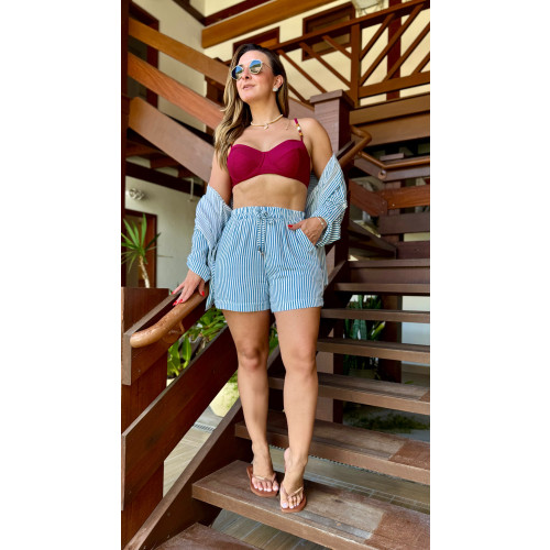 Conjunto Camisa E Short Listrado Mavi