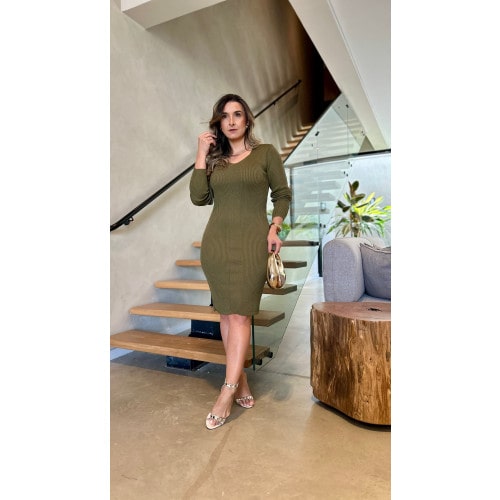 Vestido Tricot Modal Manga Longa Angela