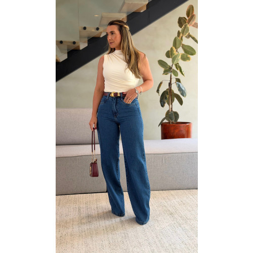 Calça Jeans Wide Reta Yas