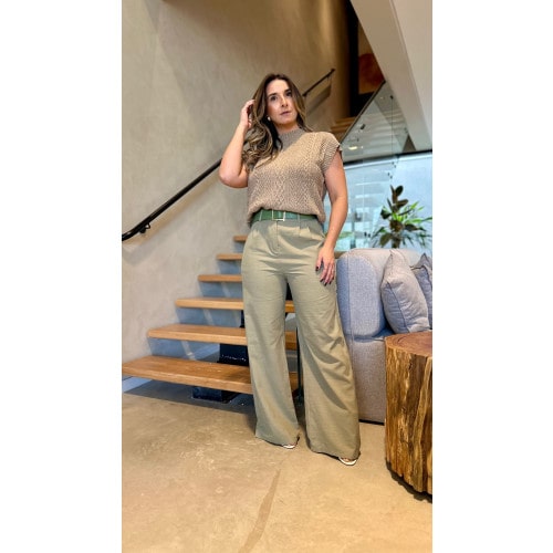Calça Pantalona Com Cinto Melissa