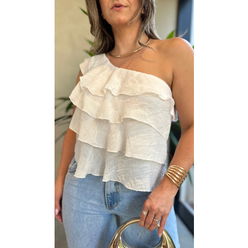 Blusa Nula Manga Babados Gabi