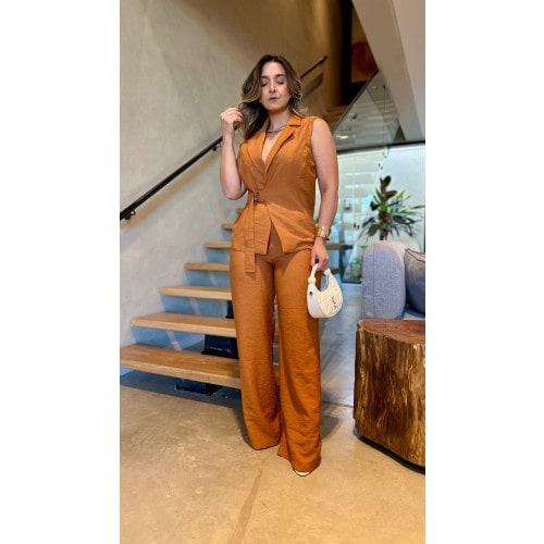 Conjunto Blusa Transpassada E Calça Fernanda