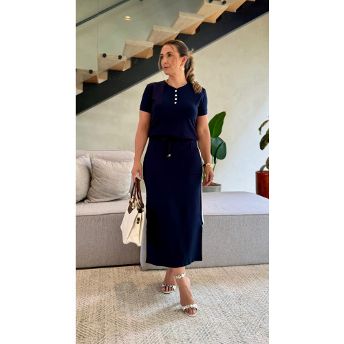 Conjunto Blusa E Saia Midi Moletinho Leni