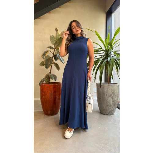 Vestido Longo Canelado Cecilia