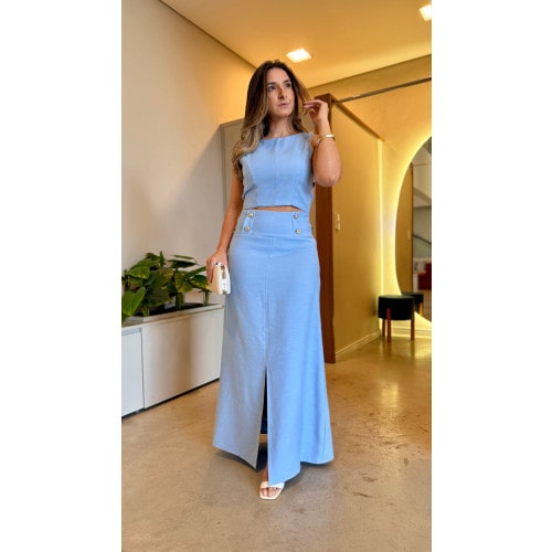 Conjunto Cropped Alongado E Saia Longa Priscila