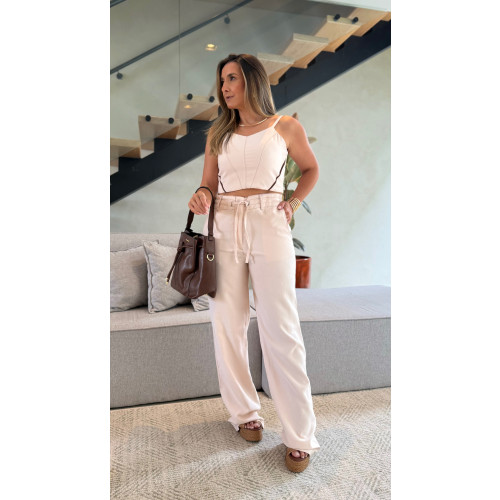 Conjunto Cropped E Calça Pantalona Paty