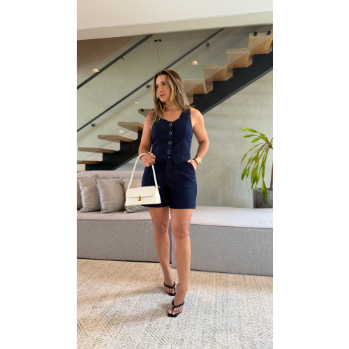 Conjunto Linho Colete e Short Perola