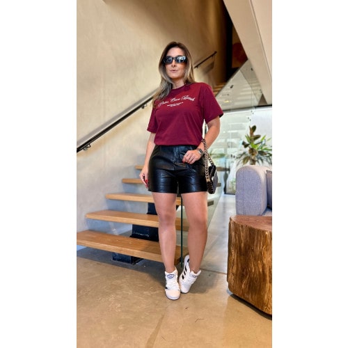 Short Couro Com Cinto Giovana