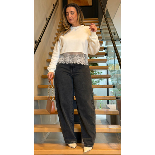 Blusa Moletom C/ Renda Michele