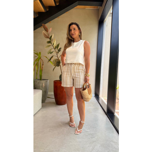 Conjunto Linho Cropped E Short Solange