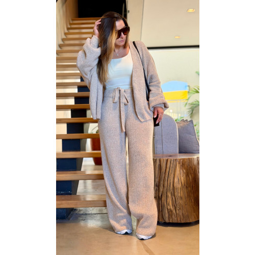 Conjunto Casaco E Calça Tricot Leila