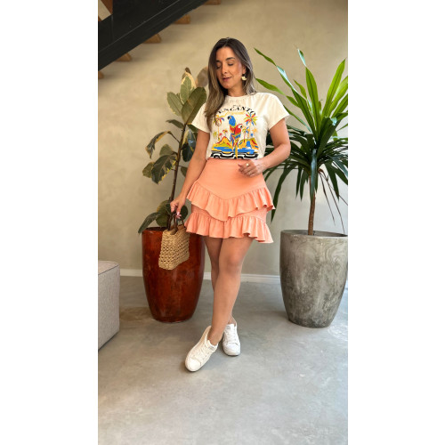 Saia Curta Babados Mavi