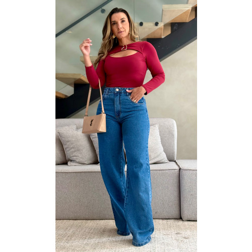 Calça Jeans Wide Leg Emilly