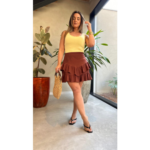 Saia Curta Babados Mavi