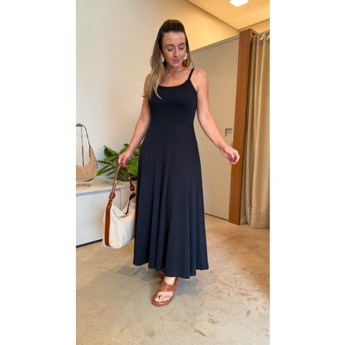 Vestido Midi Alcinha Canelado Bruna