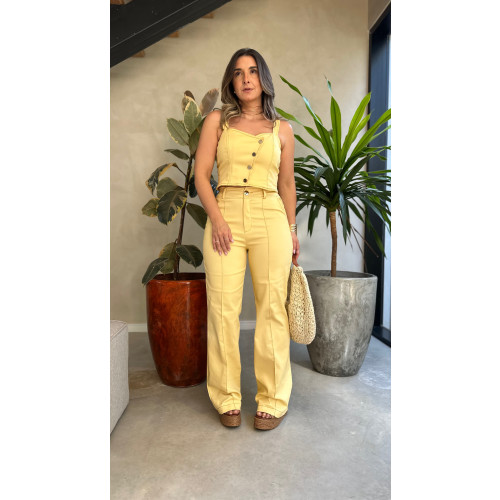 Conjunto Cropped E Calça Sarja Tainá