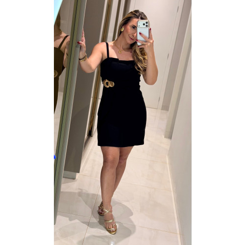 Vestido Curto Detalhe Metálico Mel