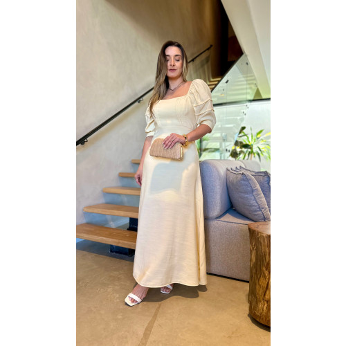 Vestido Midi Com Manga Lais