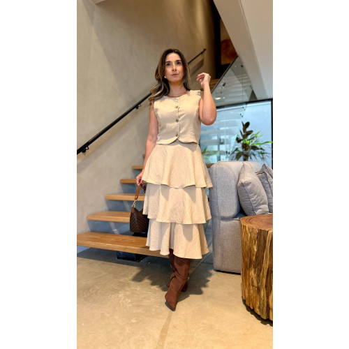 Conjunto Colete E Saia Camadas Lis