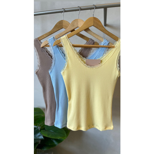 Regata Canelada Detalhe Renda Livia