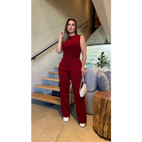 Conjunto Colete E Calça Tricot Fer