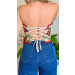 Corset Linho Estampado Lídia