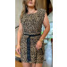 Vestido Curto Com Cinto Animal Print
