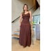 Conjunto Cropped E Saia Longa Linho Bianca