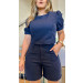 Conjunto Cropped E Short Linho Lilian