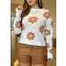 Blusa Tricot Manga Longa Flores