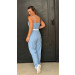 Conjunto Cropped E Calça Risca De Giz Paula 